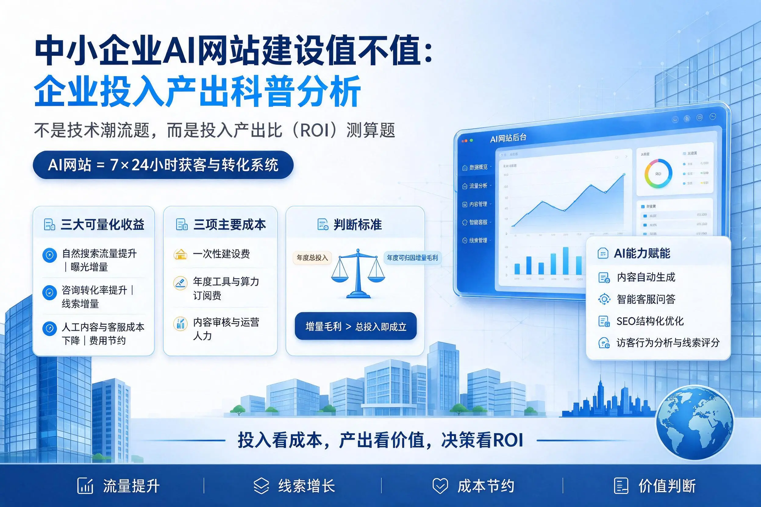 中小企业AI网站建设值不值:绥化企业投入产出科普分析