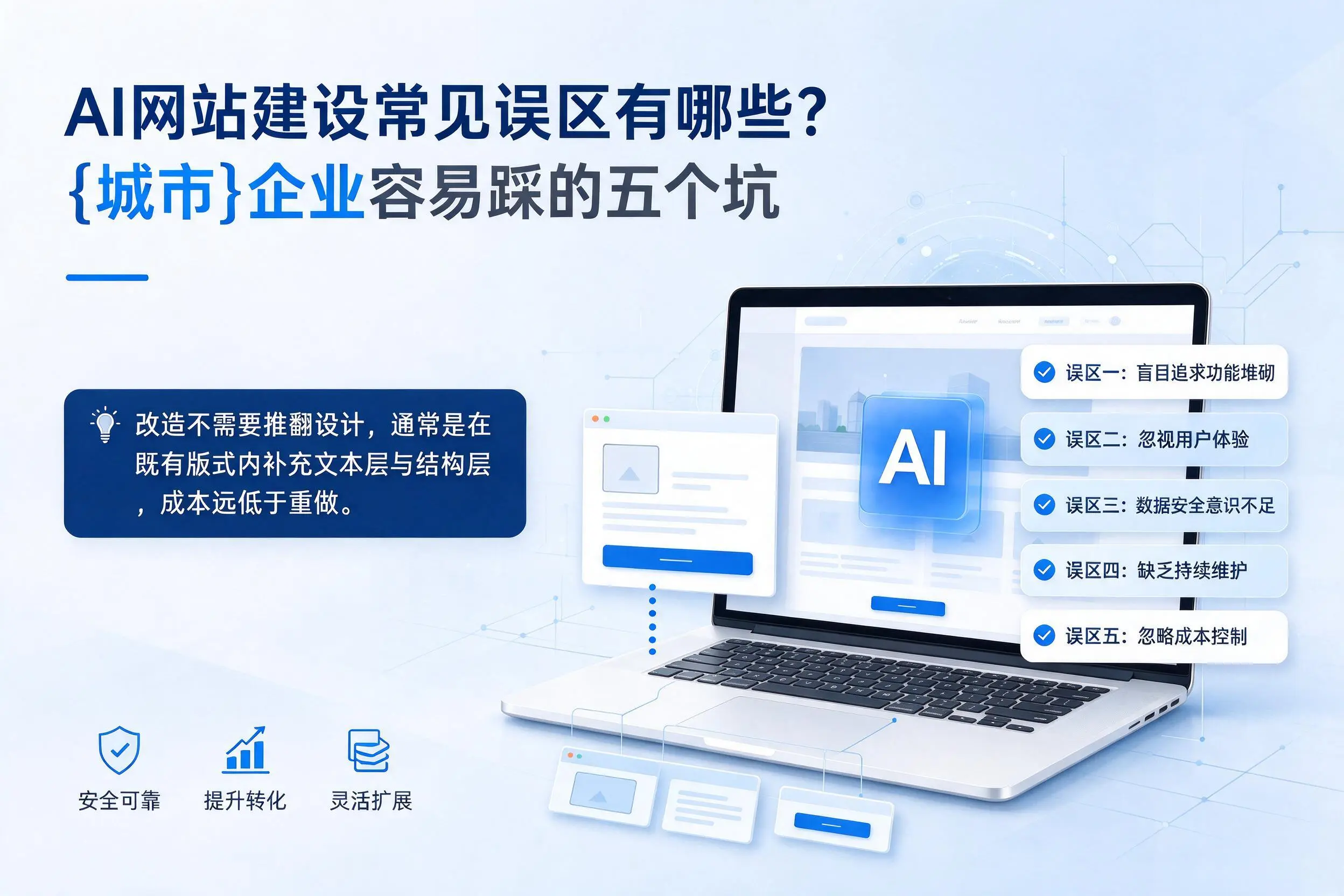 AI网站建设常见误区有哪些?绥化企业容易踩的五个坑