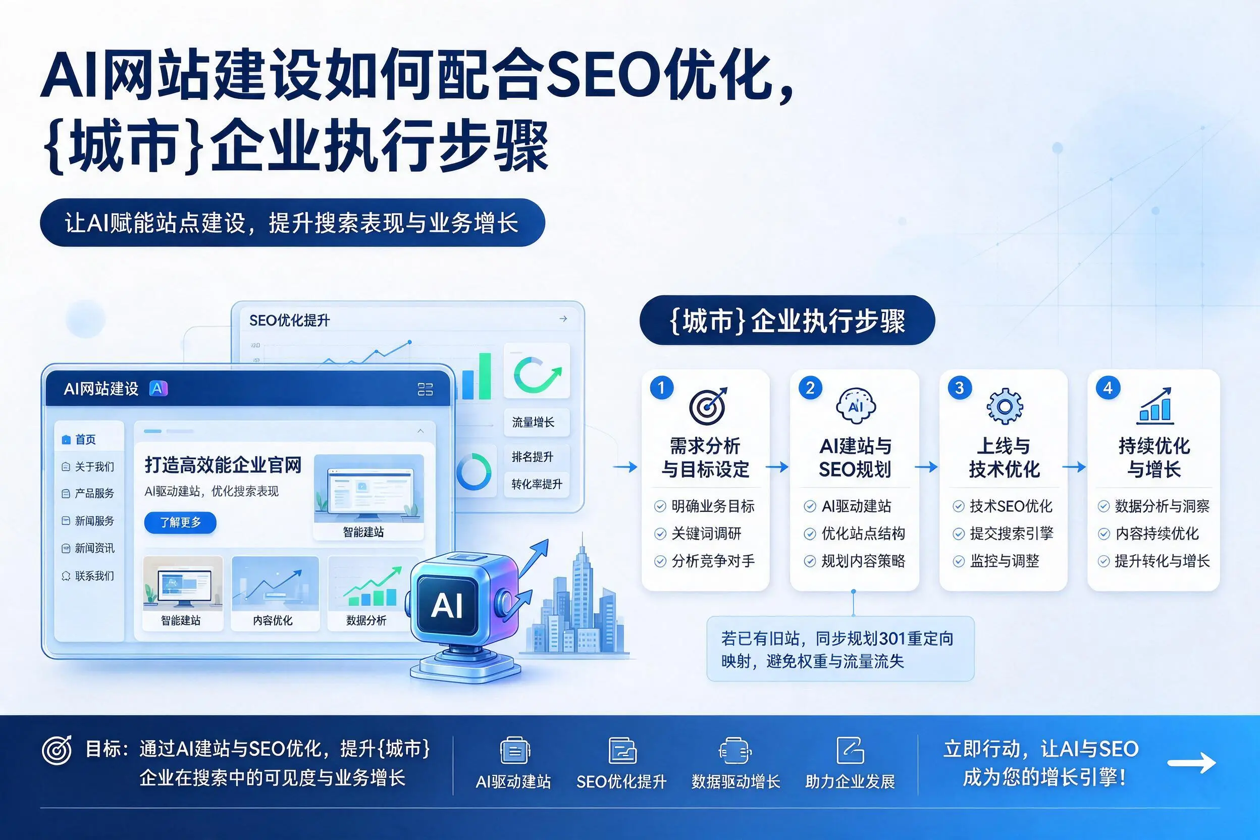 AI网站建设如何配合SEO优化,绥化企业执行步骤