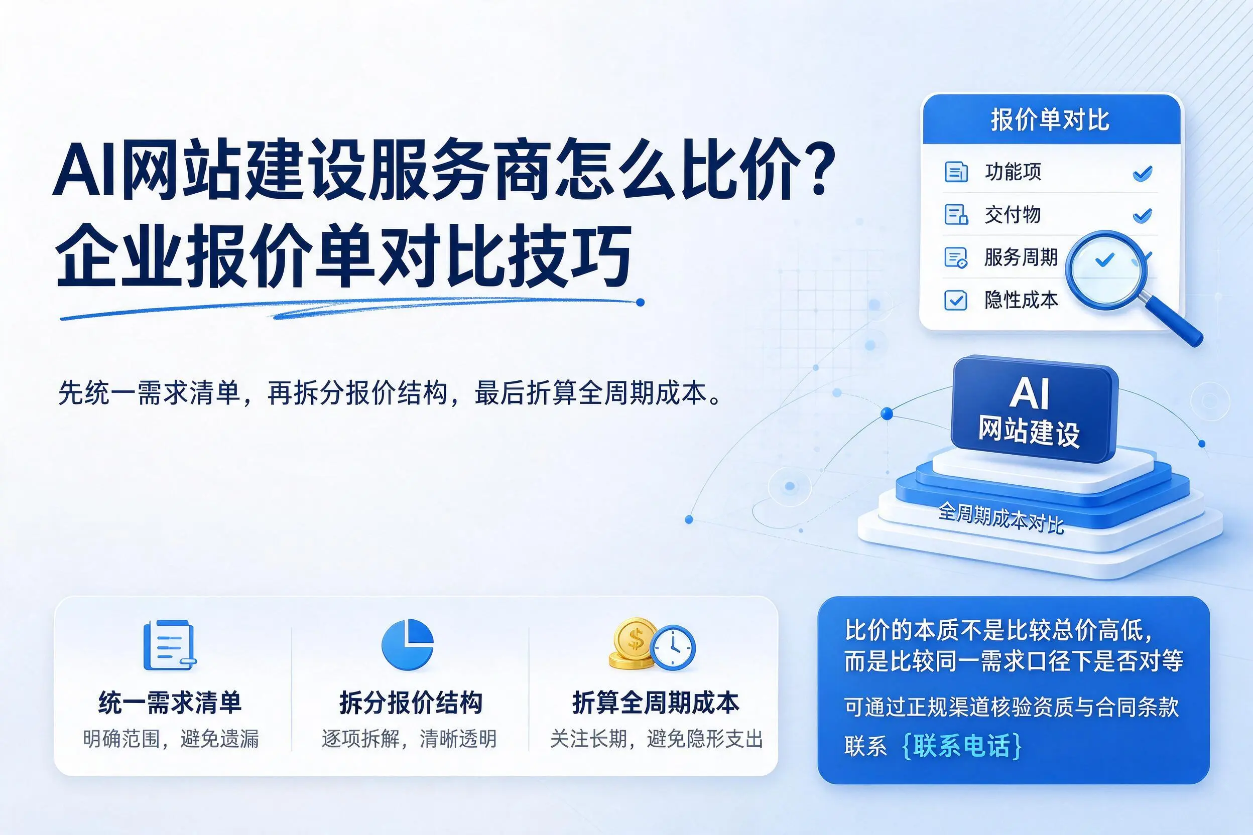 AI网站建设服务商怎么比价?绥化企业报价单对比技巧