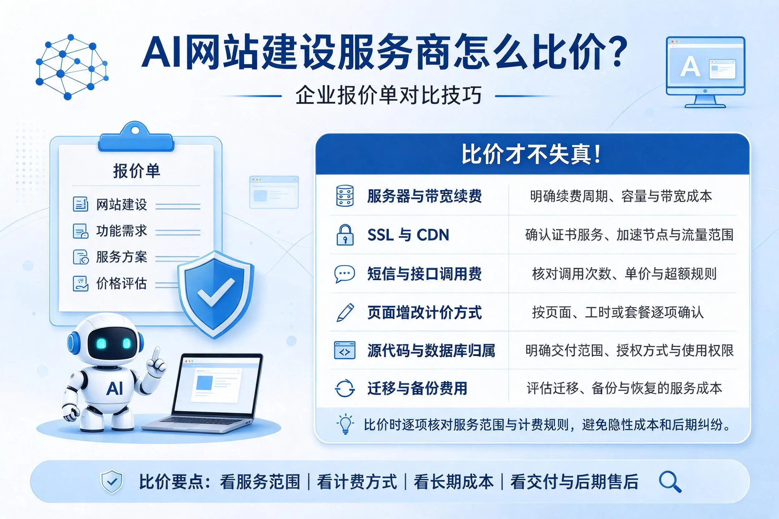 AI网站建设服务商怎么比价?绥化企业报价单对比技巧