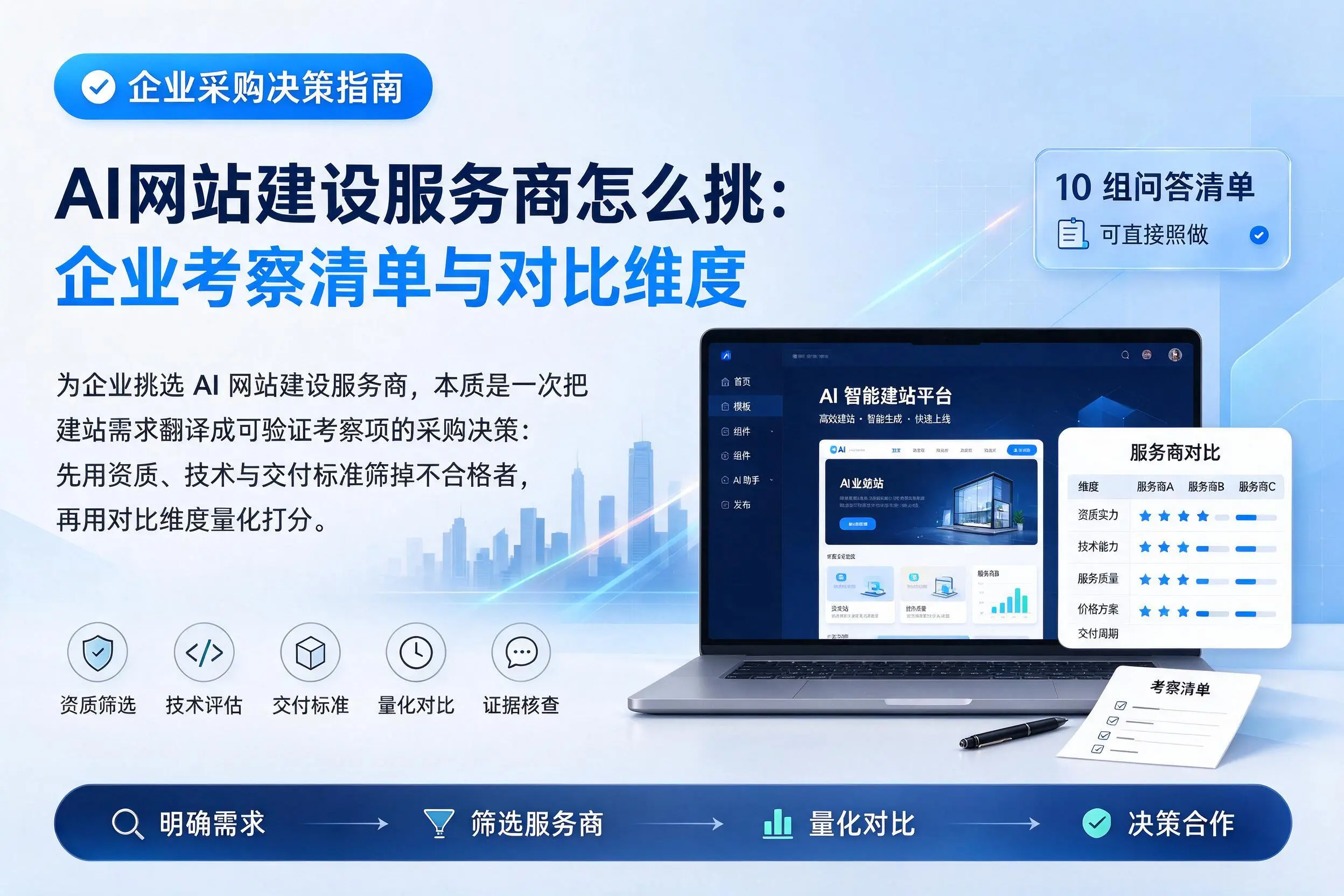 AI网站建设服务商怎么挑:绥化企业考察清单与对比维度